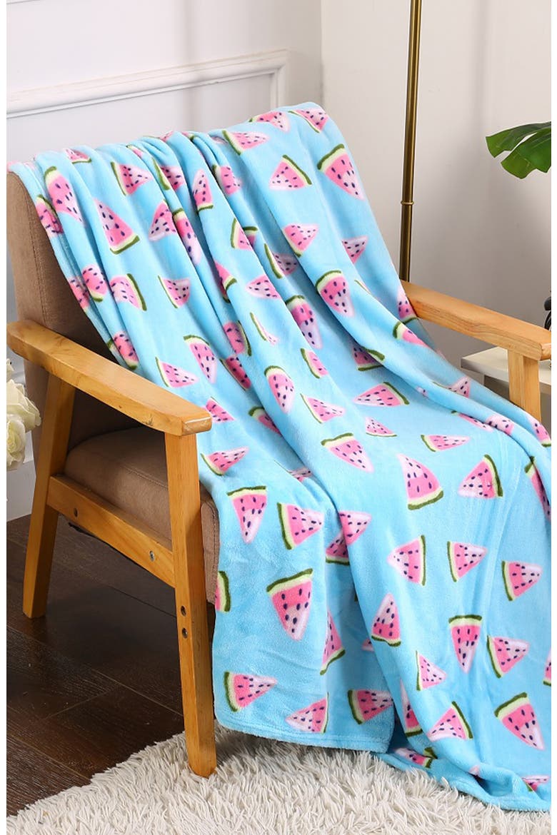 Watermelon Print Plush Throw Blanket, Alternate, color, WATERMELON