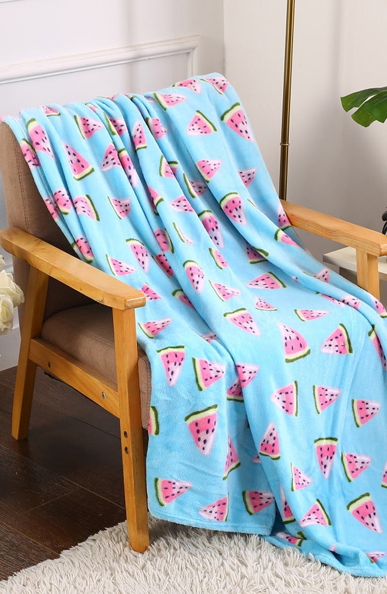 Luxury Home Watermelon Print Plush Throw Blanket, Alternate, color, Watermelon