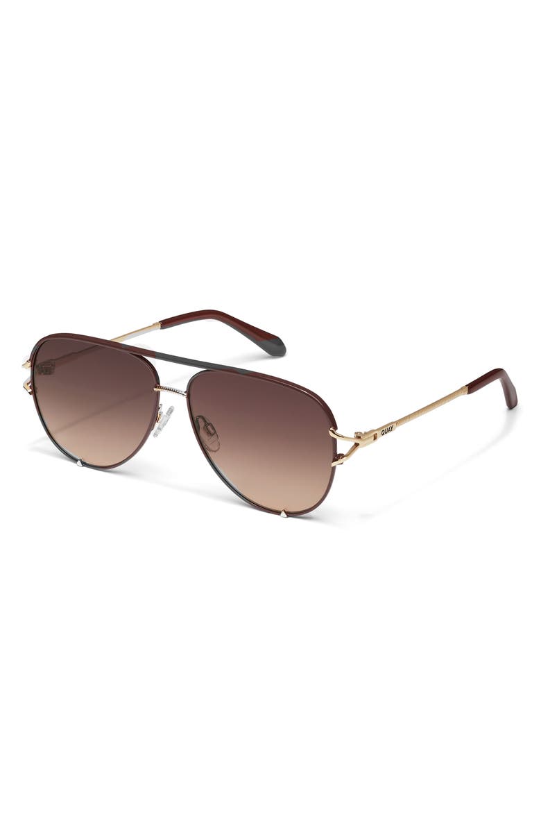 QUAY High Key Twist 60mm Gradient Aviator Sunglasses, Alternate, color, Cognac/ Dark Fawn