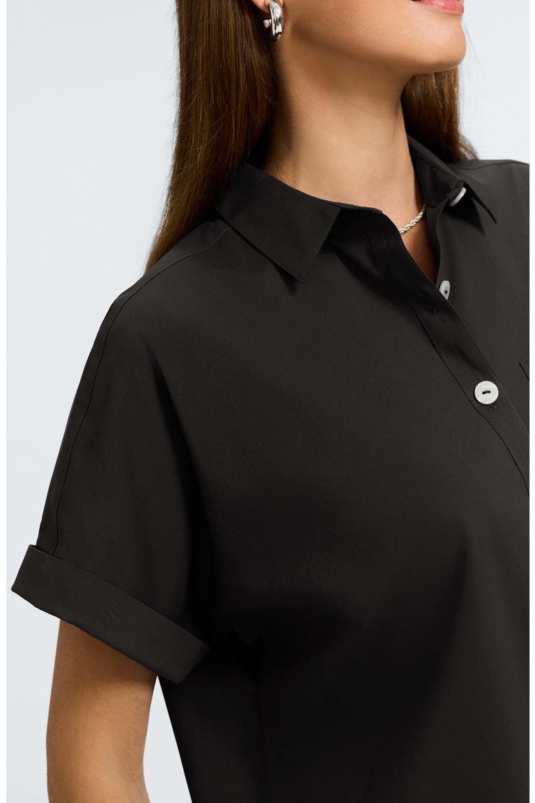 Abigail Short Sleeve Button-Up Shirt, Alternate, color, BLACK