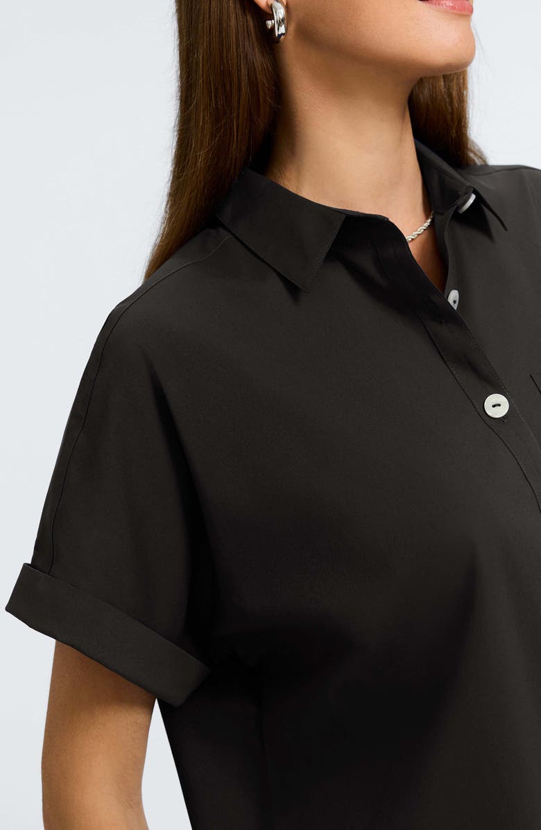 Foxcroft Abigail Short Sleeve Button-Up Shirt, Alternate, color, Black