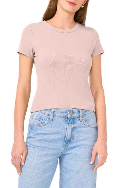 Rib Knit Jersey T-Shirt