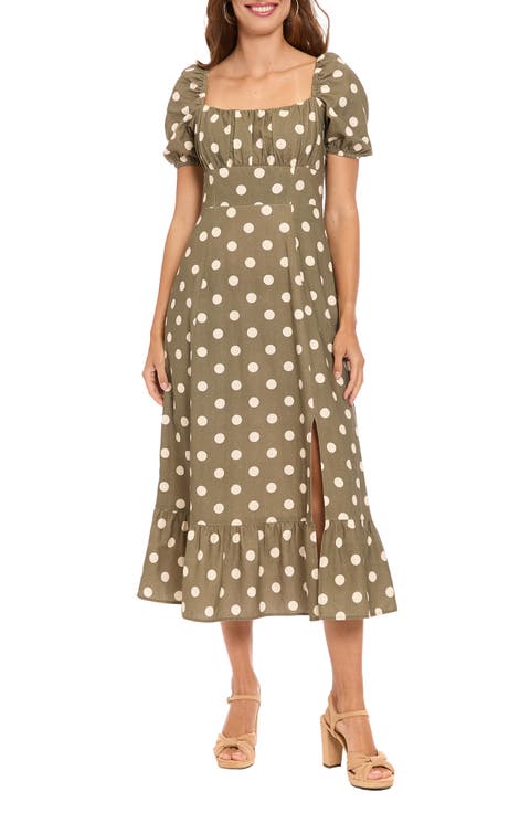 Puff Sleeve Square Neck Empire Dress