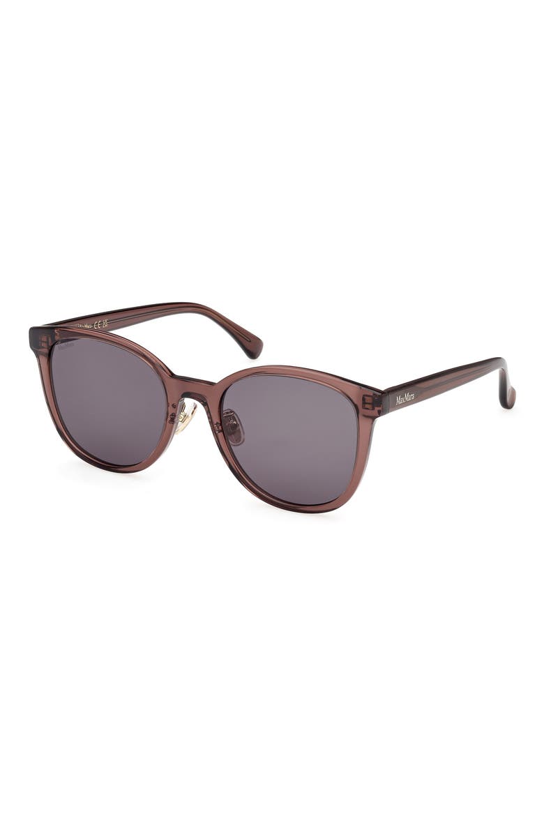 55mm Round Sunglasses, Alternate, color, SHINY DARK BROWN / SMOKE
