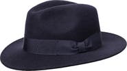 Wigens Men's Wool Fedora with Grosgrain Hatband