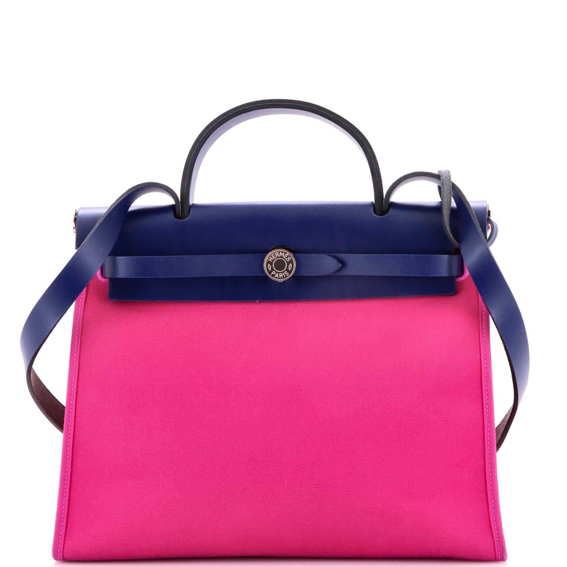 Pre-Owned Hermes Herbag Zip Leather and Toile 31, Main, color, Rose Pourpre