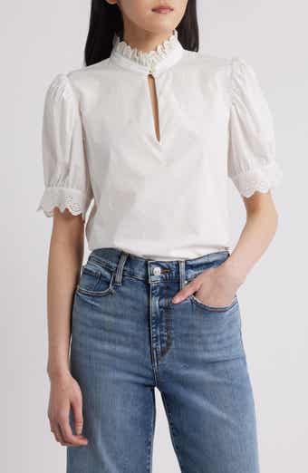 FRAME The Eyelet Inset Top