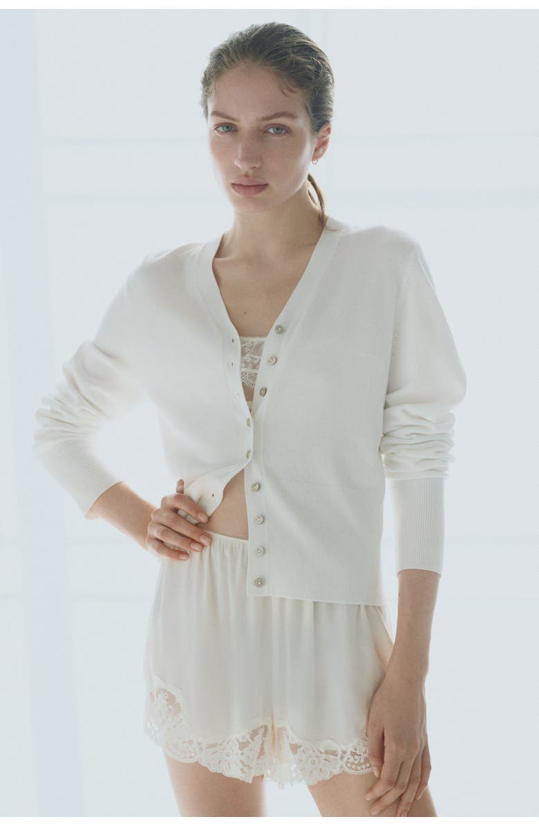 H&M Fine-knit Cardigan, Alternate, color, White