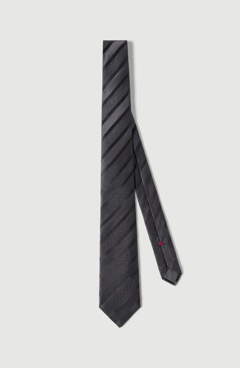 Texured tone-on-tone stripe silk tie