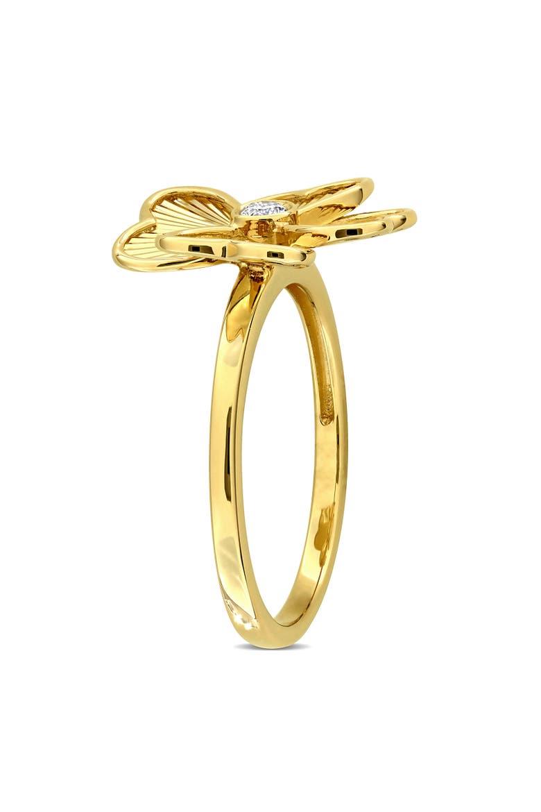 Diamond Accent Flower Ring 10k, Alternate, color, Yellow Gold