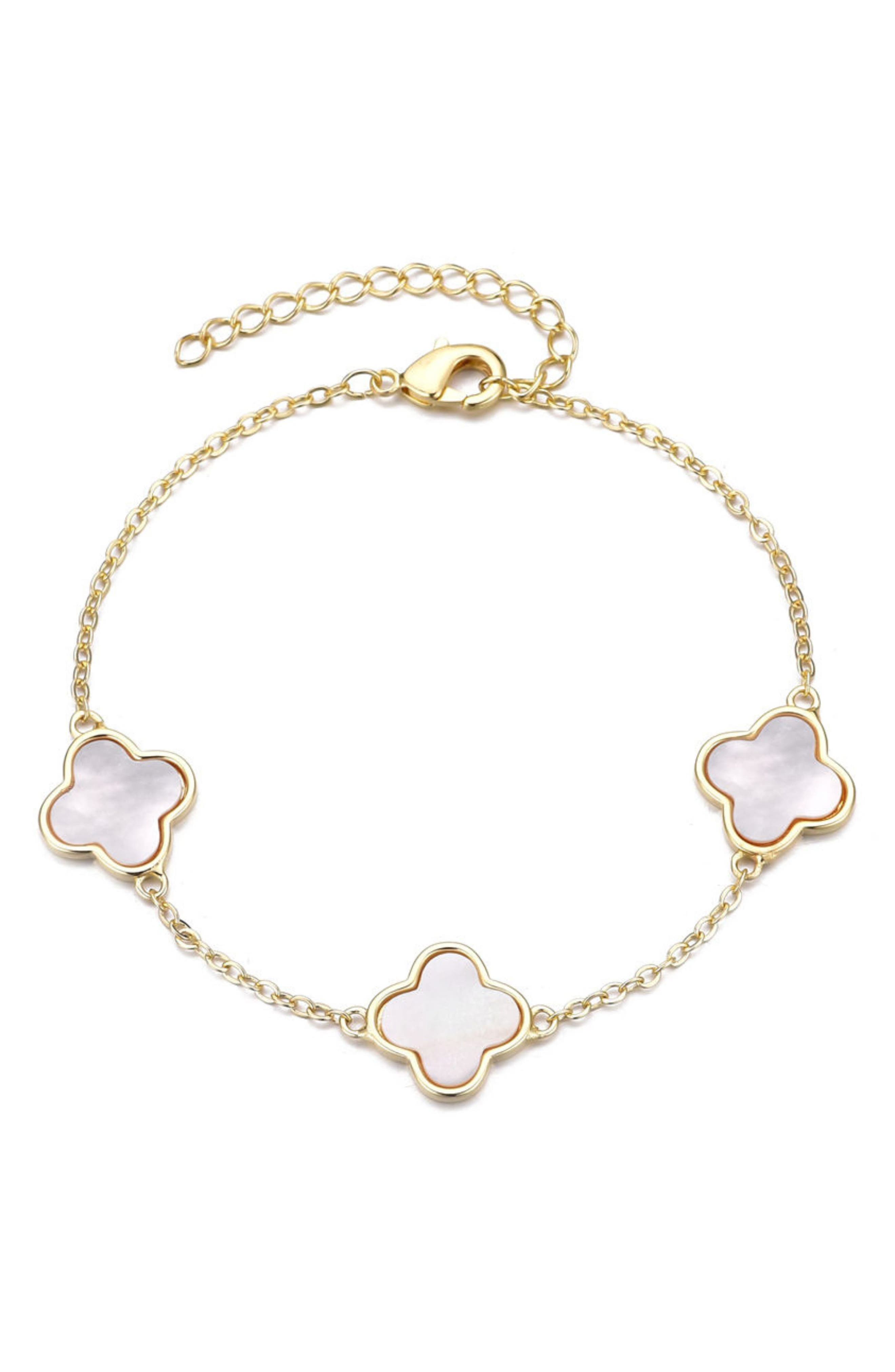 Adornia Mother-of-Pearl Clover Station Bracelet