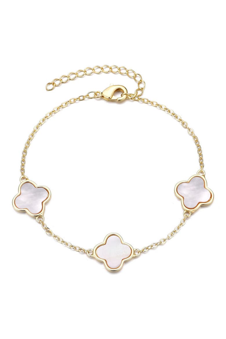 Mother-of-Pearl Clover Station Bracelet, Main, color, GOLD-WHITE