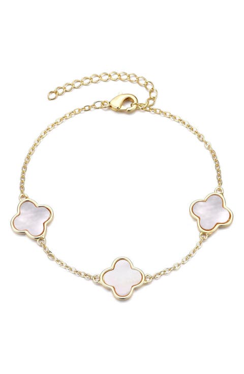 Mother-of-Pearl Clover Station Bracelet