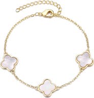 Adornia Mother-of-Pearl Clover Station Bracelet