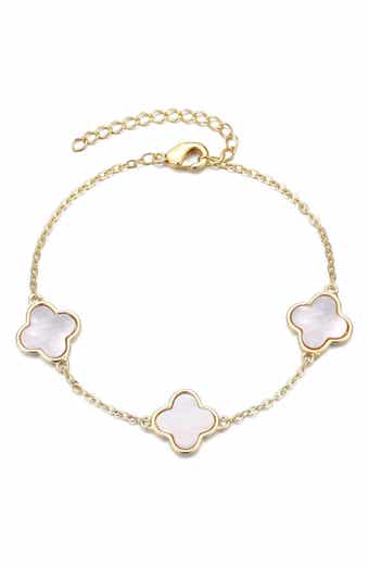Adornia Mother-of-Pearl Clover Station Bracelet