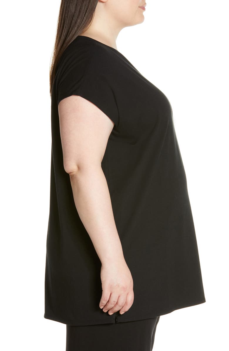 Eileen Fisher Zip Hem Stretch Organic Cotton Tunic Top, Alternate, color, 