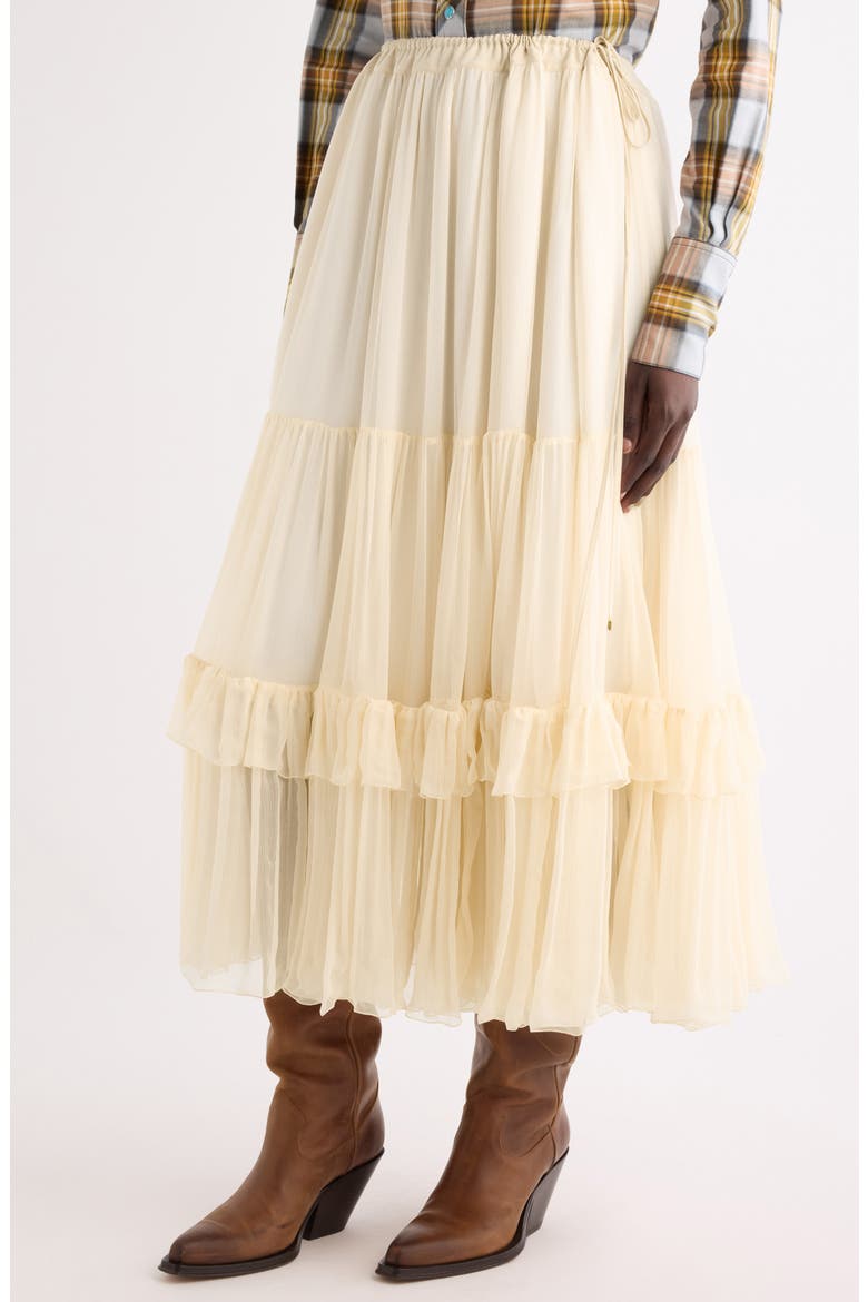 Tiered Silk Mousseline Skirt, Alternate, color, PRISTINE WHITE