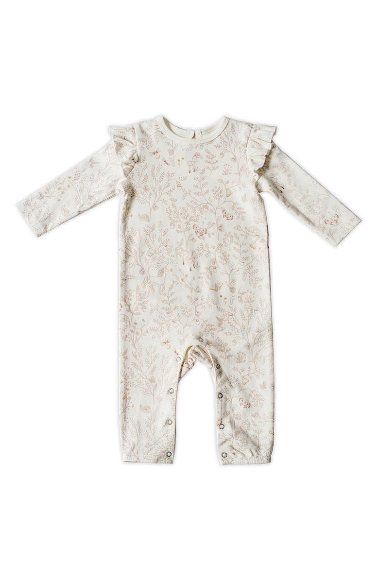 Pehr Secret Garden Ruffle Organic Cotton Romper, Main, color, 