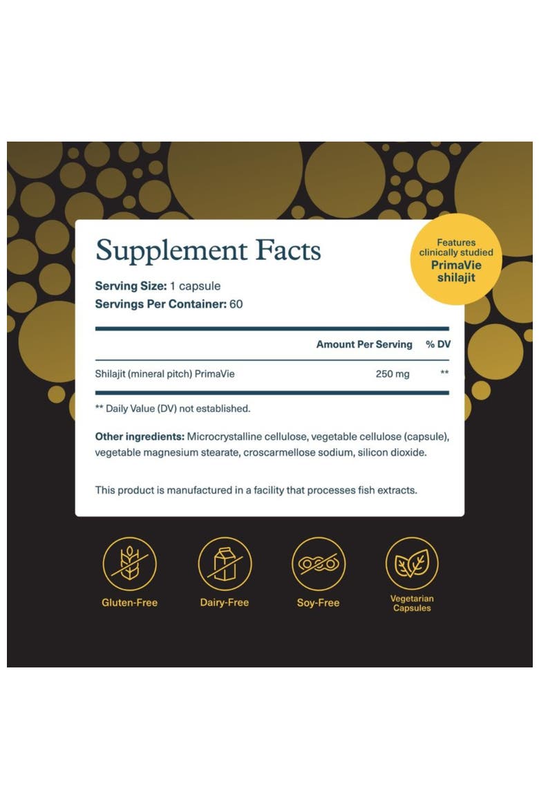 Shilajit 250 mg Pure Himalayan Energy Supplement Capsules 60 Veg Capsules, Alternate, color, None
