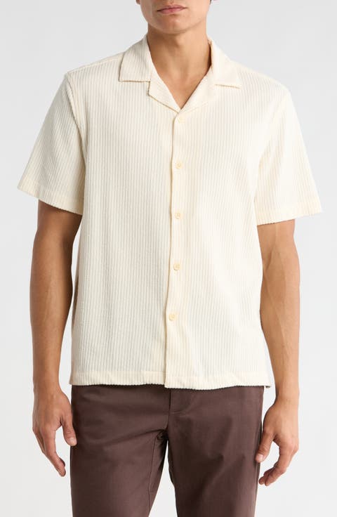 Textured Short Sleeve Button-Up Shirt
