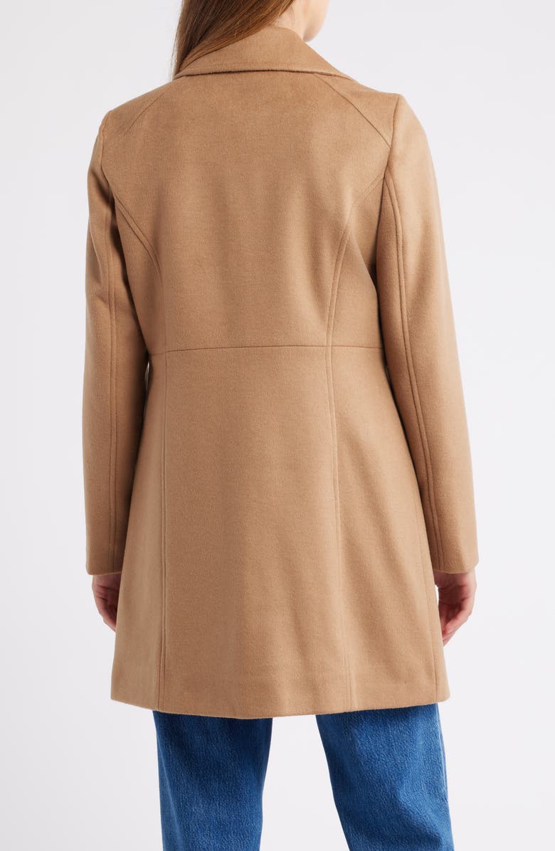 Michael Kors Front Zip Wool Blend Coat, Alternate, color, Dark Camel