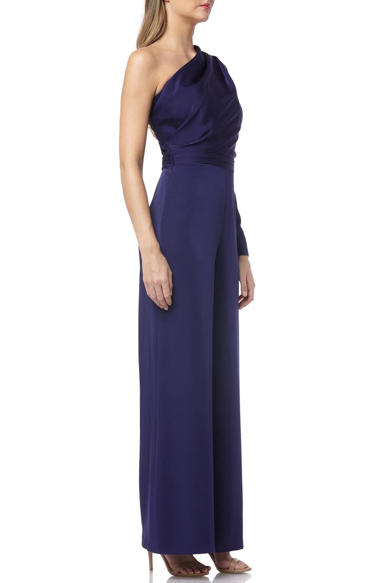 Kay Unger One-Shoulder Palazzo Jumpsuit, Alternate, color,