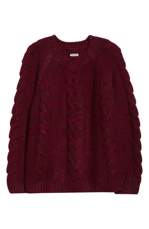 Bode Eiderdown Alpaca Blend Cable Sweater In Burgundy