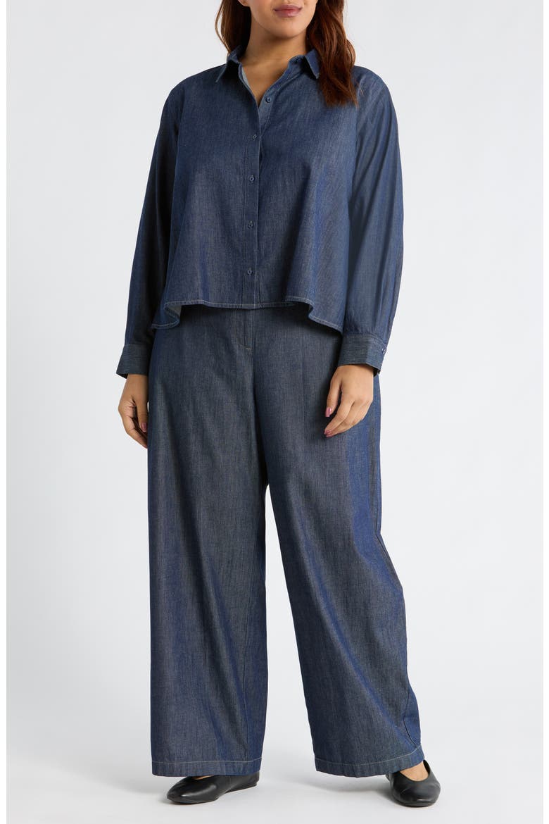 Button Front Denim Shirt, Alternate, color, DARK INDIGO