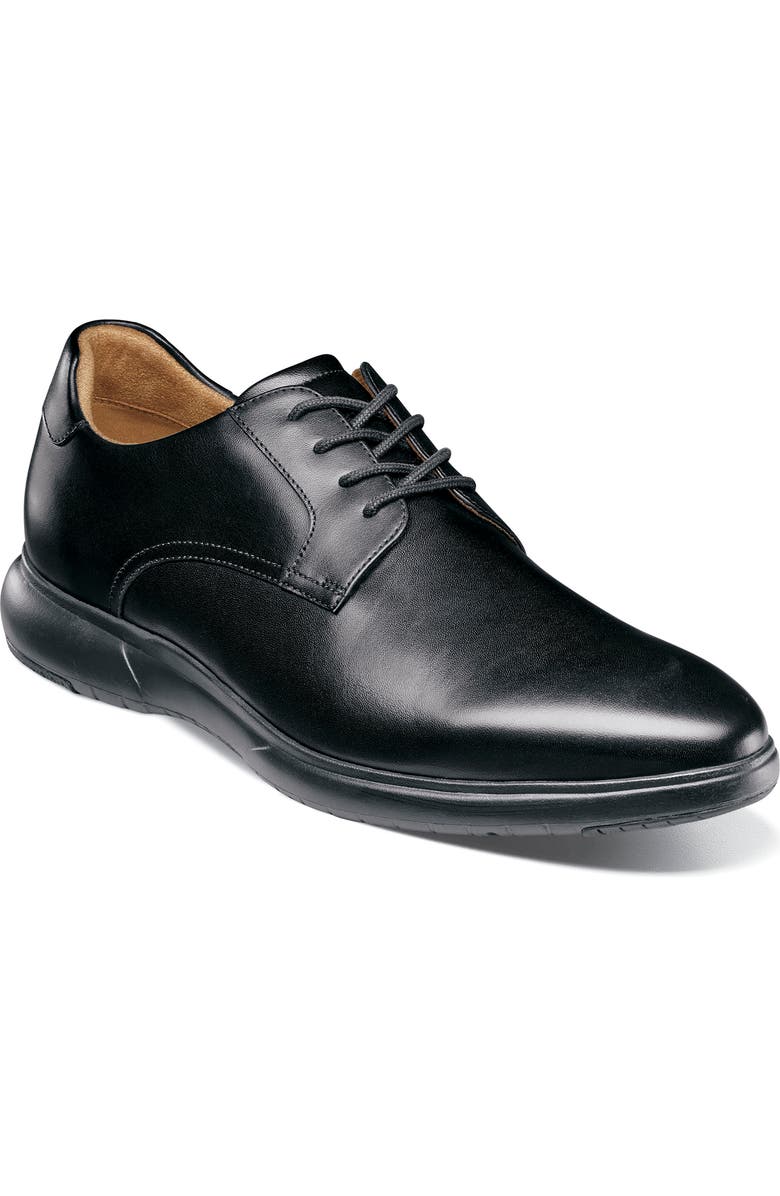 Florsheim Dash Plain Toe Derby, Main, color, Black/ Black