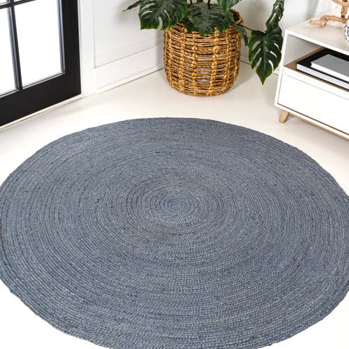 Jonathan Y Zara Braided Coastal Cottage Round Jute Round Area Rug In Blue