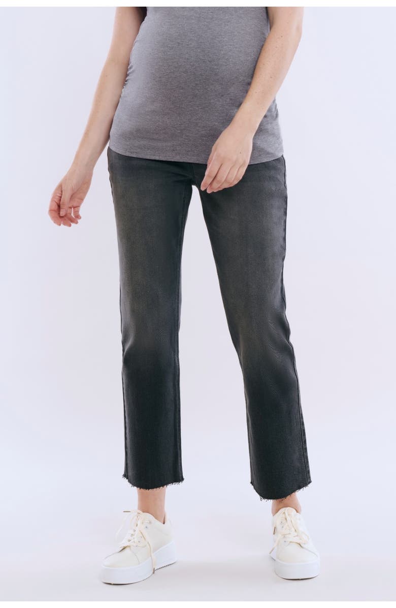 MOTHERHOOD MATERNITY Secret Fit Over the Belly Slim Straight Leg Jeans, Main, color, Black Stone Wash