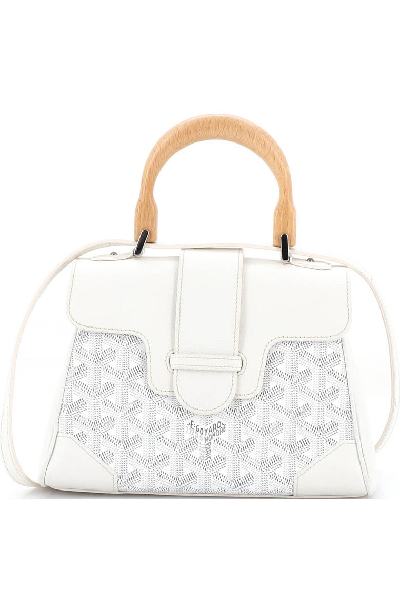 Pre-Owned Goyard Saigon Top Handle Bag Coated Canvas with Leather Mini, Main, color, White