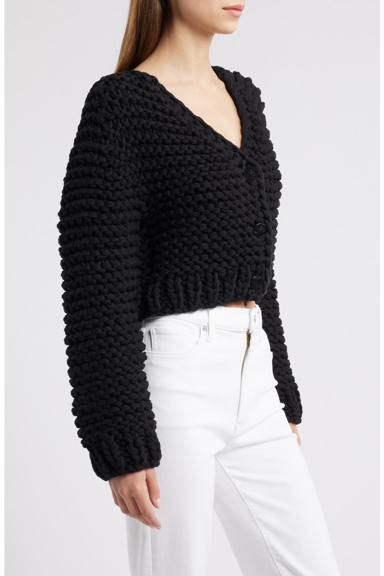 The Bubble Cotton Blend Crop Cardigan, Alternate, color, BLACK