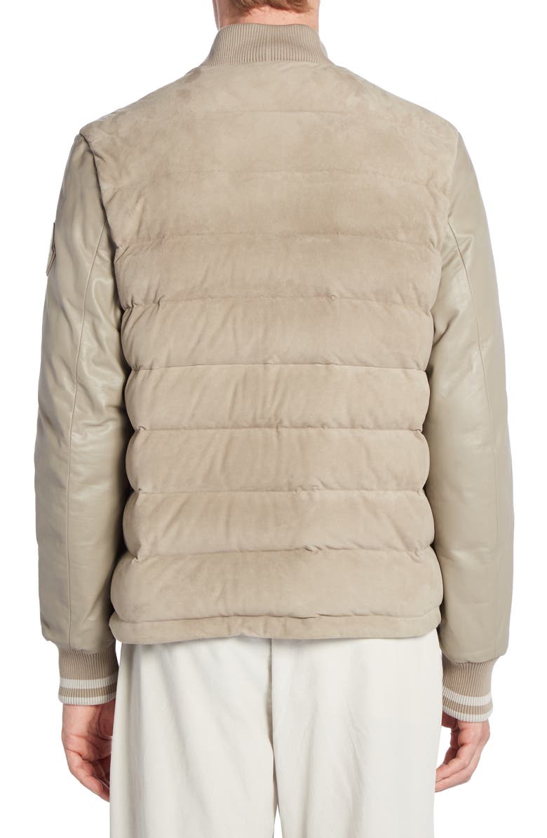 Moncler Chalanches Quilted Leather Down Jacket, Alternate, color, 