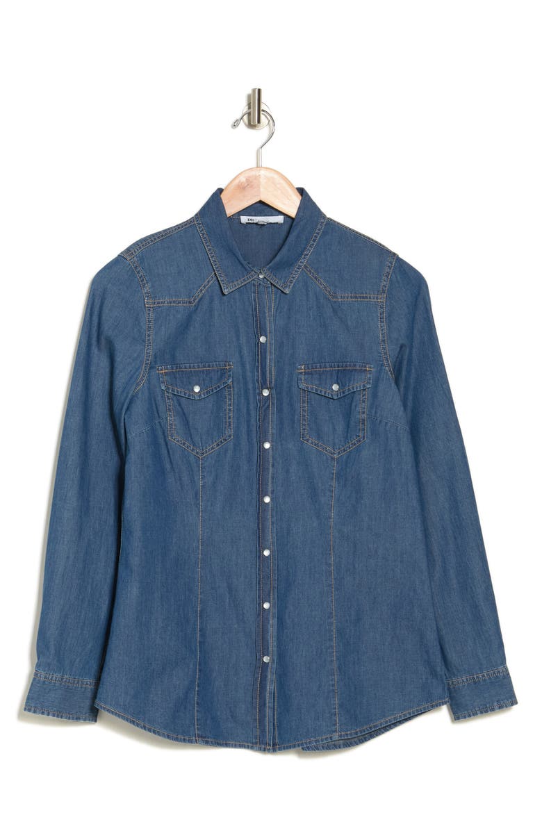 DR2 by Daniel Rainn Western Long Sleeve Denim Shirt, Alternate, color, Dark Wash