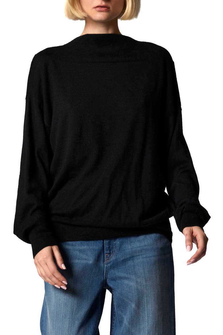 Montrose Cutout Tie Neck Cashmere Sweater, Main, color, TRUE BLACK