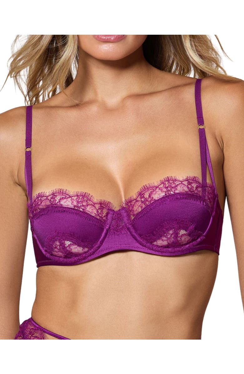 Kiki de Montparnasse Lace Inset Balconette Bra, Main, color, Framboise