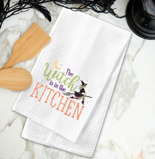 C & F Home C&f Home Witch Is In The Kitchen Halloween Cotton Embroidered Waffle Weave Kitchen Towel In White