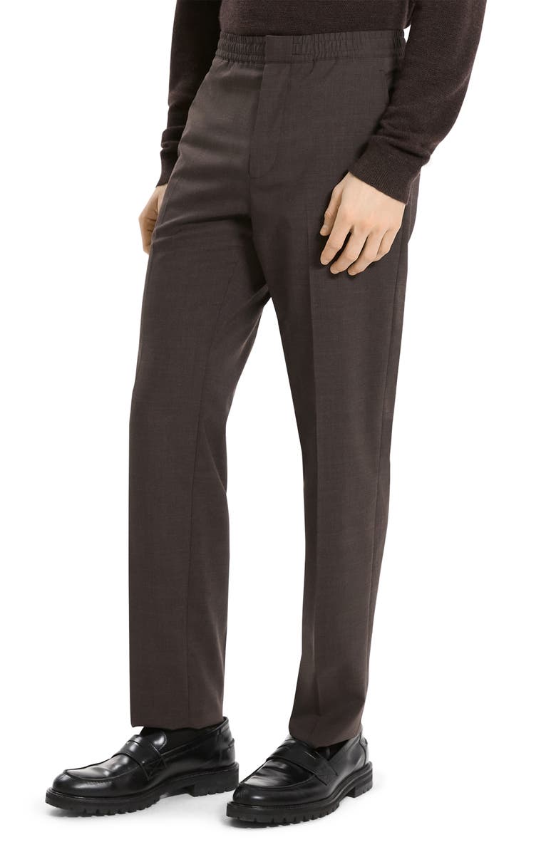 Theory Curtis Motion Wool Blend Pants, Alternate, color, Brownwood Melange