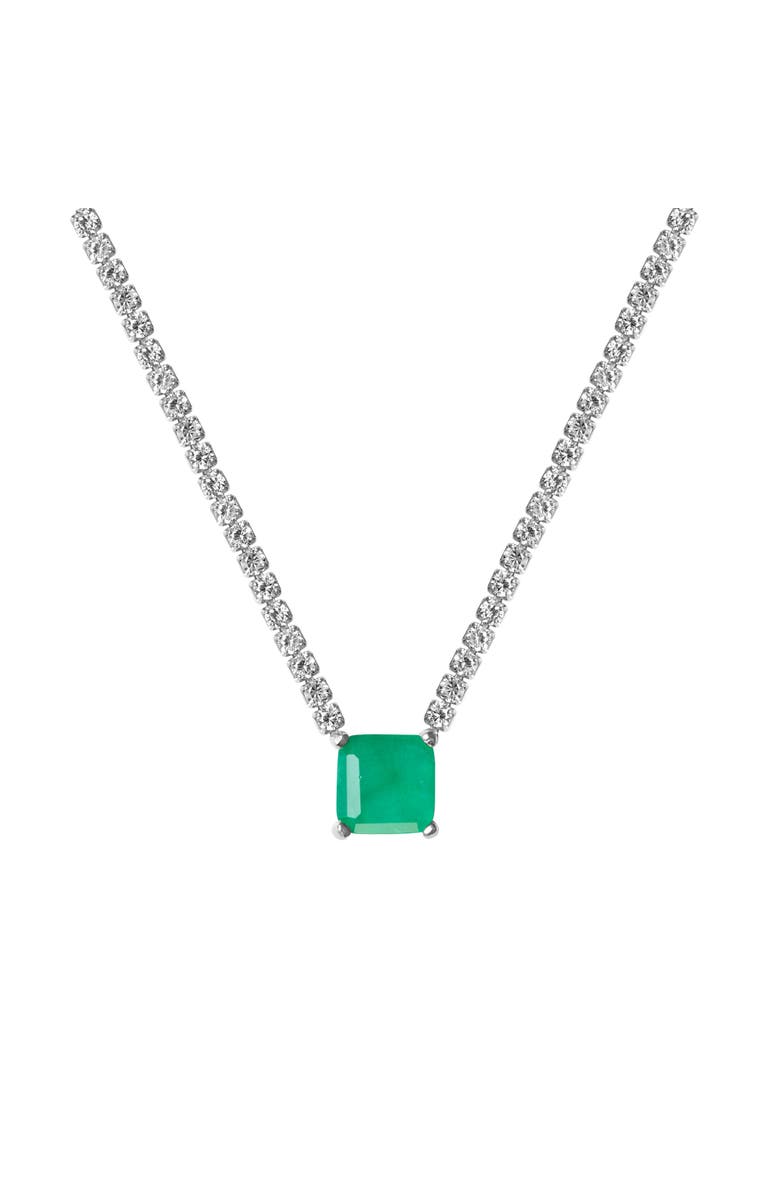 Gemma Azzurro square emerald tennis necklace, Main, color, Green