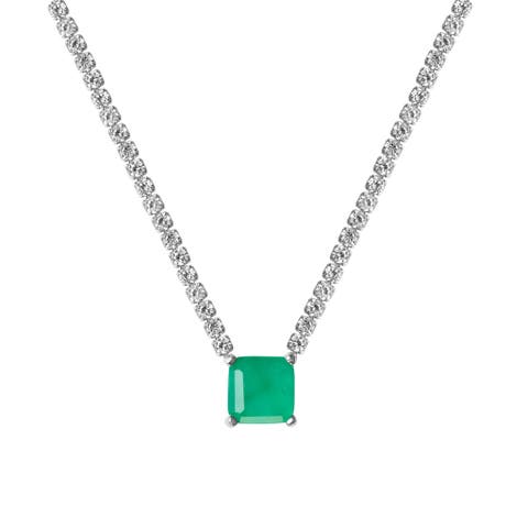square emerald tennis necklace