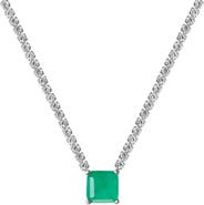 Gemma Azzurro square emerald tennis necklace