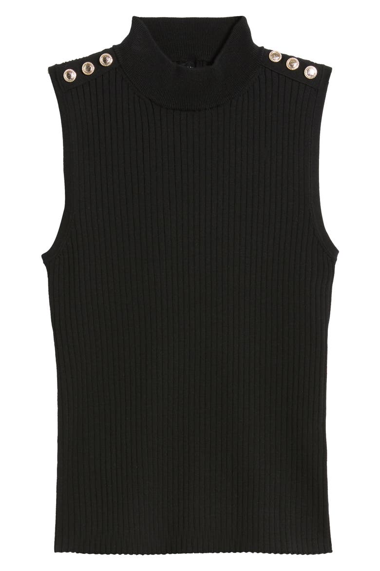 The Suri Sleeveless Mock Neck Rib Top, Alternate, color, NOIR