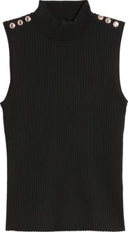 Elie Tahari The Suri Sleeveless Mock Neck Rib Top