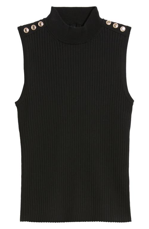 Elie Tahari The Suri Sleeveless Mock Neck Rib Top In Black