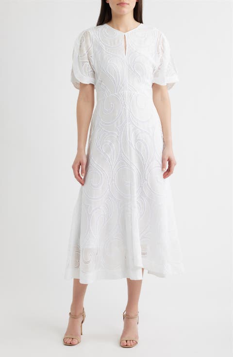Denazal Embroidered Midi Dress