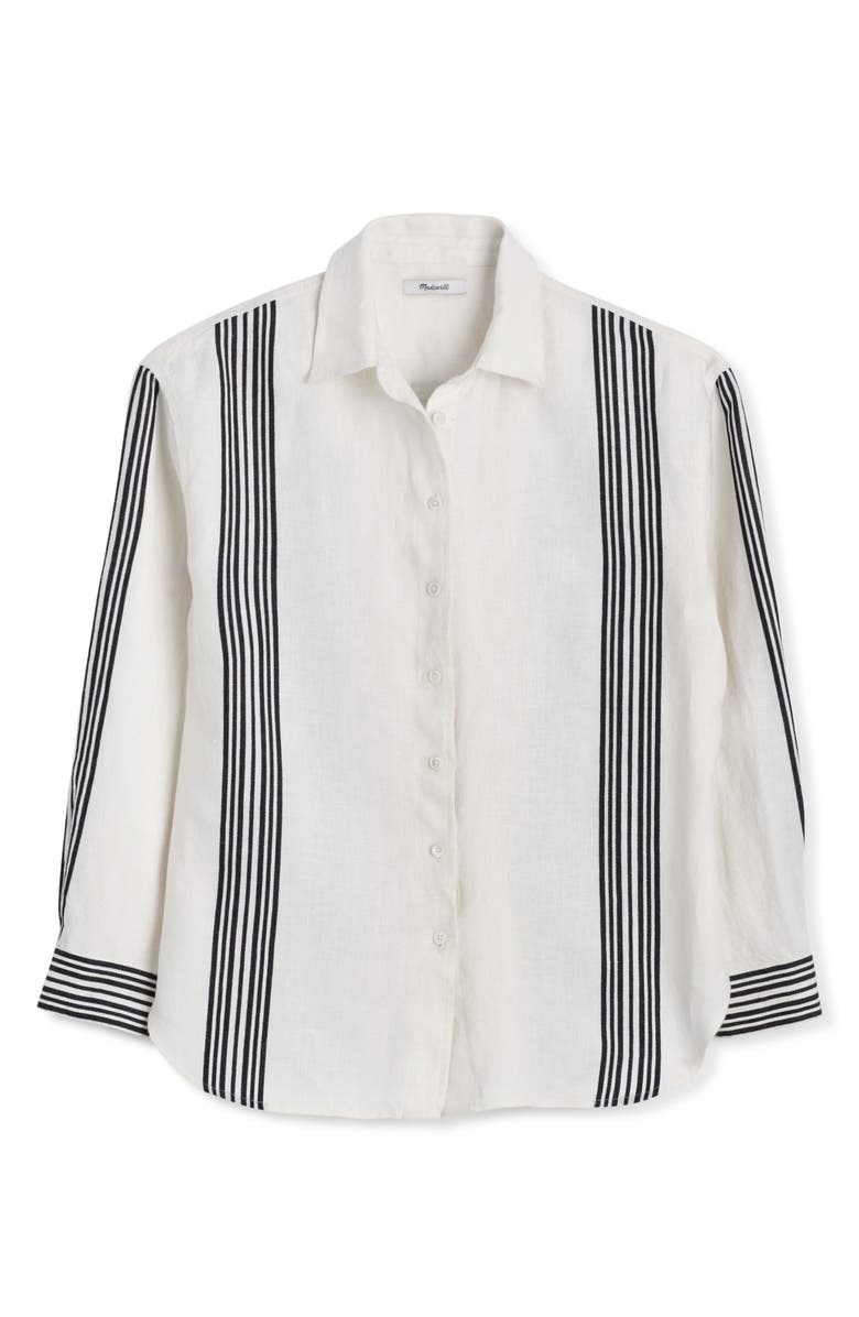 Madewell Vertical Stripe Linen Blend Button-Up Shirt, Alternate, color, Bold Placement Stripe Black