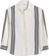 Madewell Vertical Stripe Linen Blend Button-Up Shirt