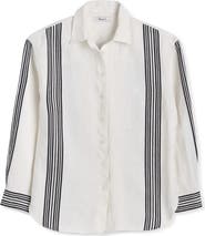 Madewell Vertical Stripe Linen Blend Button-Up Shirt