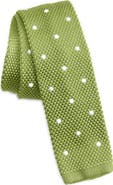 CLIFTON WILSON Moss Green Polka Dot Knit Silk Tie